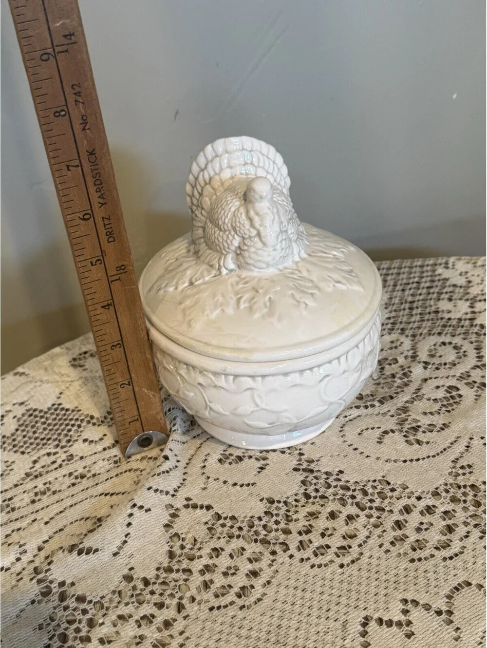 Vintage White Turkey Ceramic Turkey Tureen Covered Serving Bowl Farmhouse